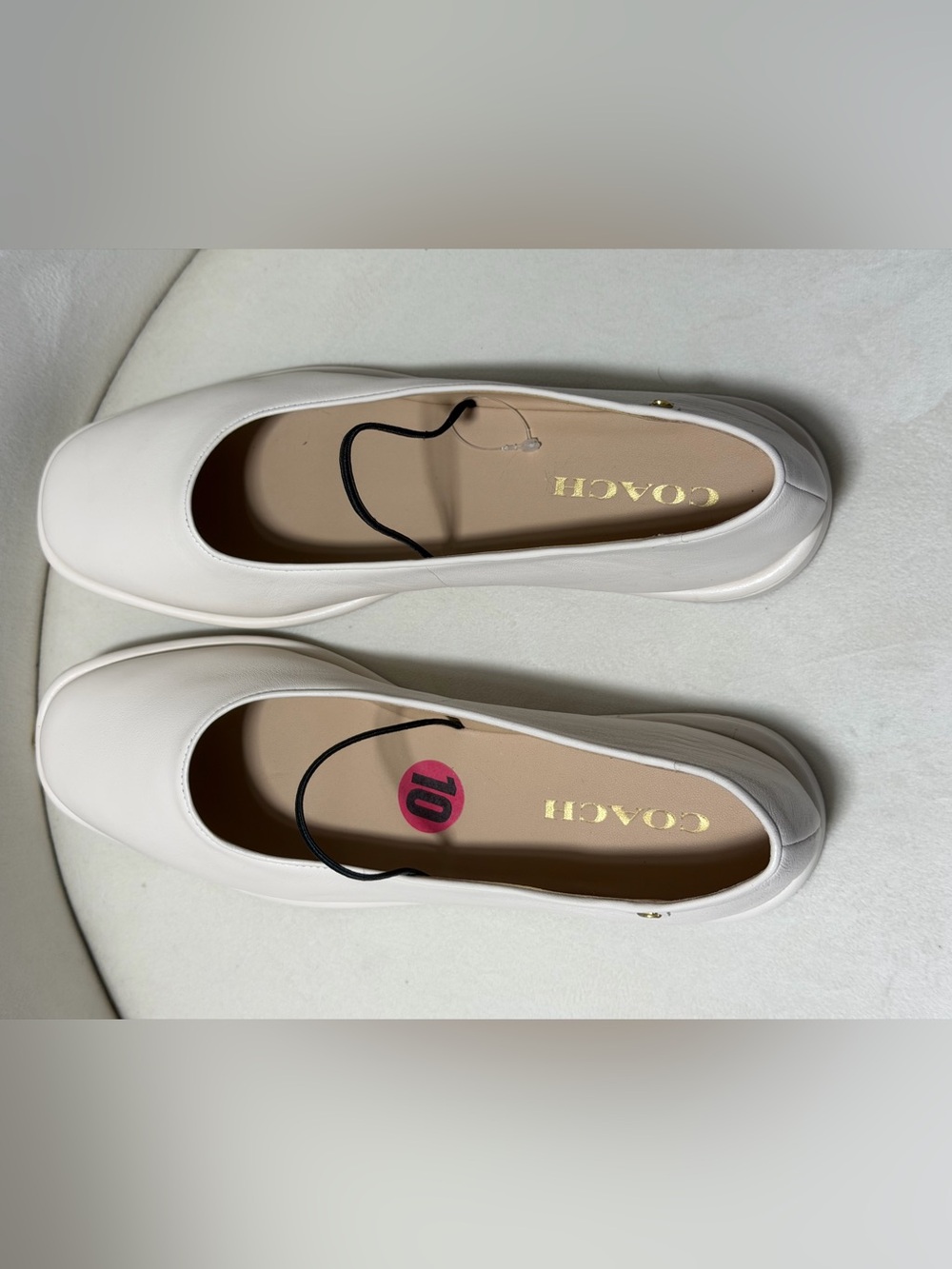 NWOB Coach Emilia Mary Jane Square Toe Leather Ballet Flats Chalk Ivory 10 - Picture 2 of 8